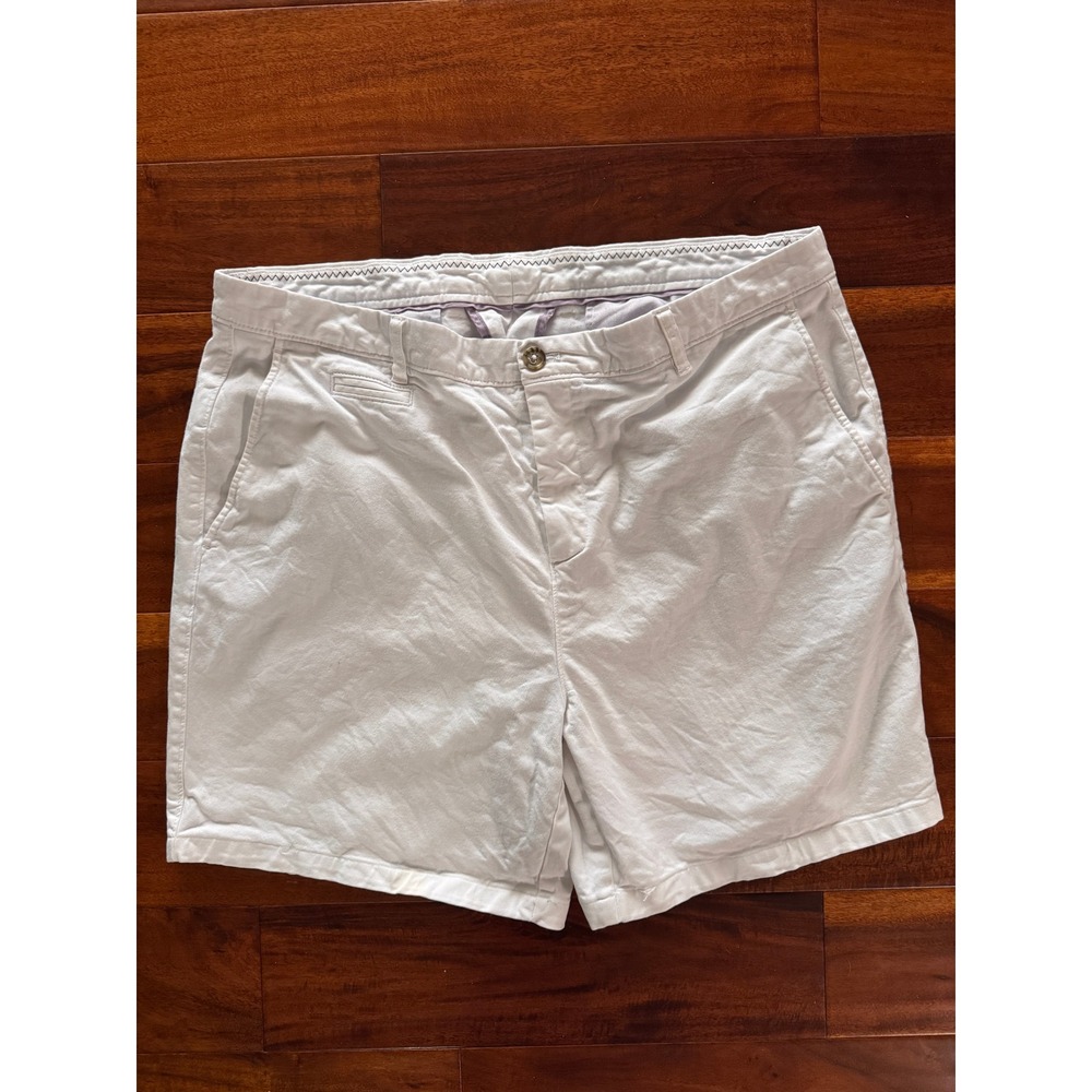 johnnie-O Mens Flat Front Chino Shorts White Size 40 Casual Golf Summer